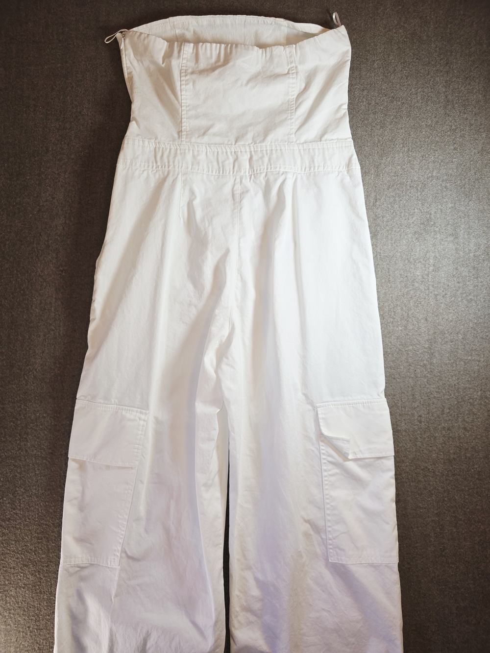 Zara White Strapless Wide-Leg Cargo Jumpsuit Womens Med - Picture 8 of 16